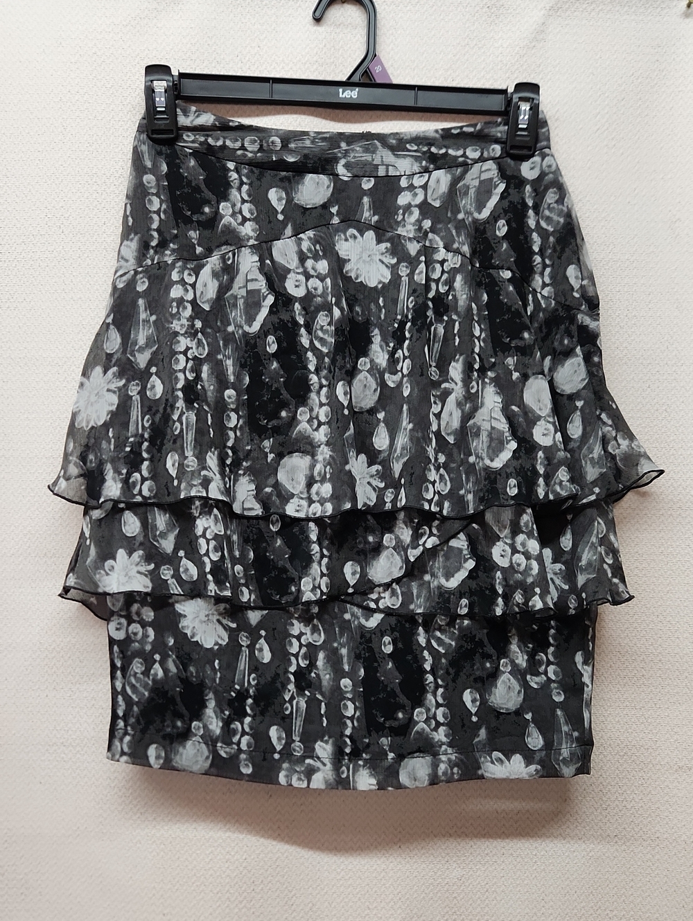 Worthington Black & White Tiered Ruffle Mini Skirt